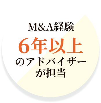 M&A経験6年以上のアドバイザーが担当